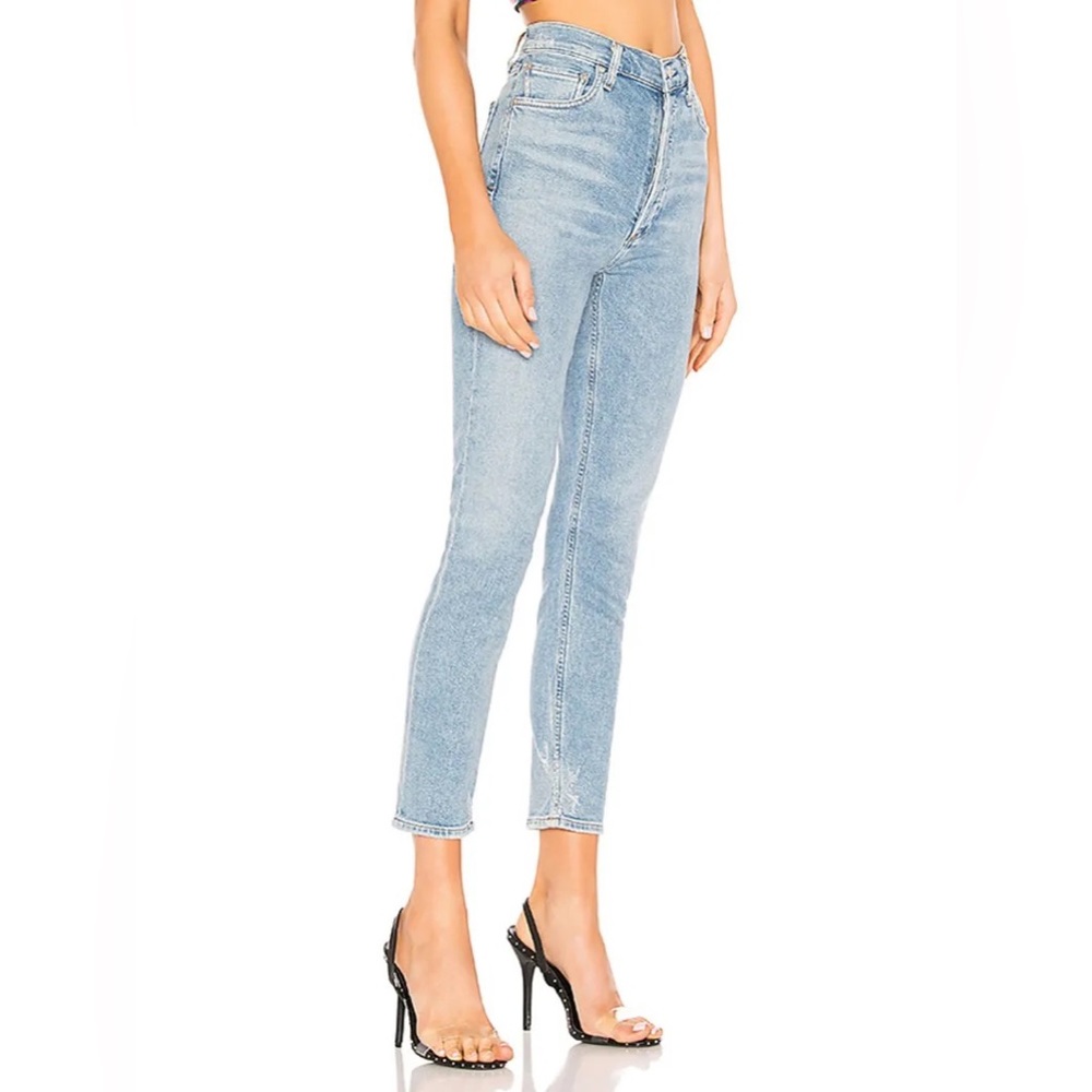 Agolde Nico Embark Distressed High Waist Button Fly Slim Denim Jeans 28